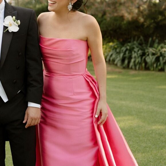 Solace London Size US 6/ UK 10 (Tiffany Maxi Strapless Satin Twill Gown: Pink) - Picture 7 of 7